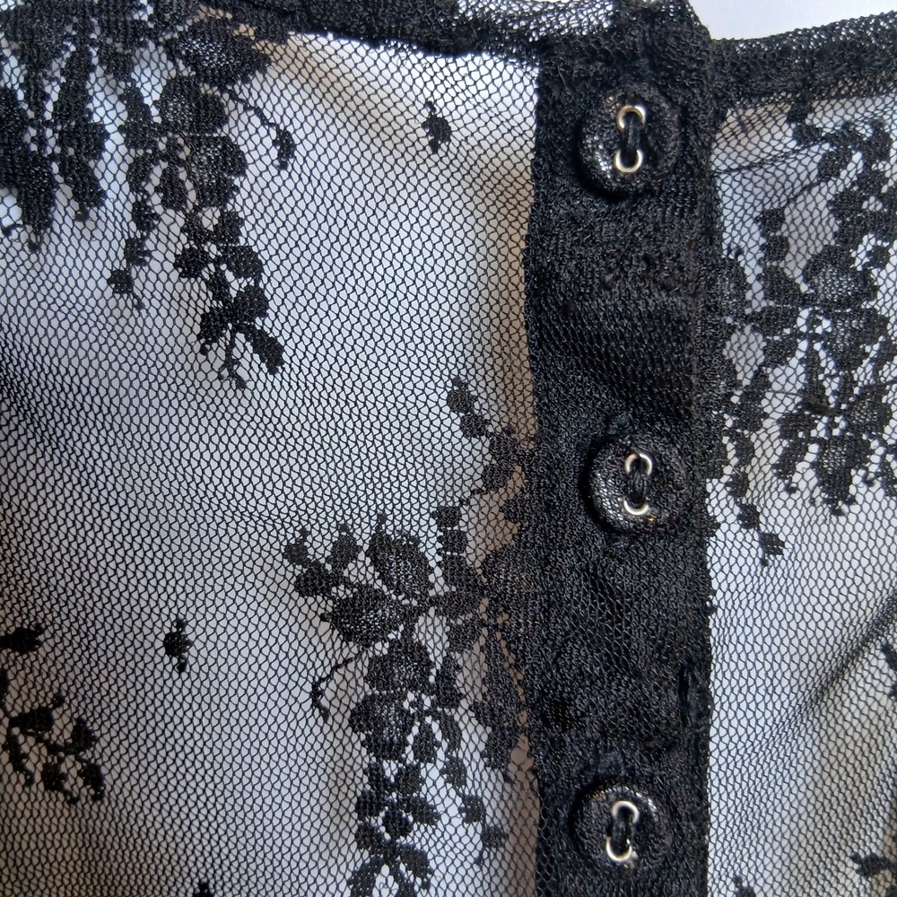 Intimately Free People Lost in Lace Cardi Black Sheer Floral Coquette M NWT - Picture 3 of 8
